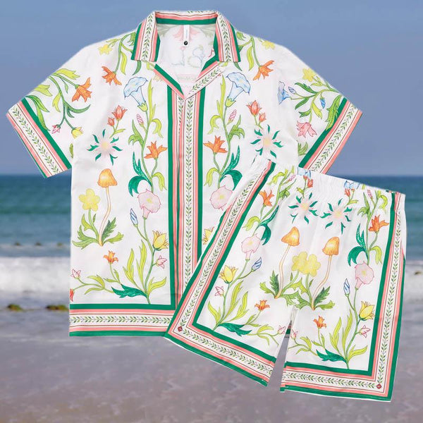 Men's 2 Pice Retro Printed Hawaii Short Sleeve Shirt and Shorts Sets 42824197YY