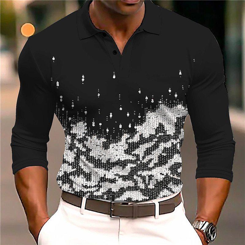 Men's Fashion Sequin Printing Polo Shirt 50619575YY