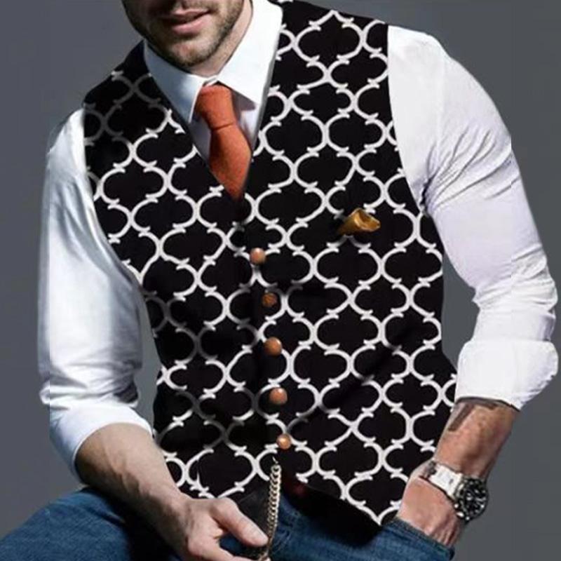 Men's Casual Printed Slim Fit Vest 87410827YM