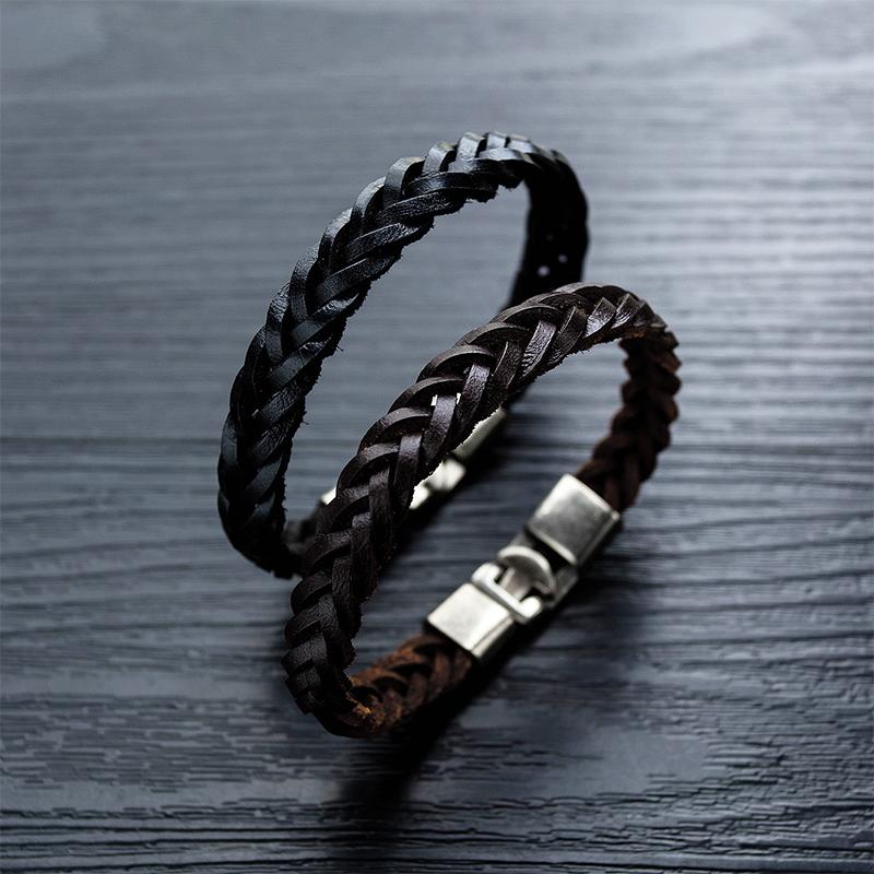 Stylish Handwoven Leather Bracelet 68230784YM