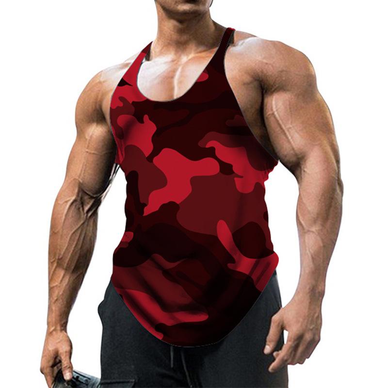 Men's Sports Fitness U-neck Camouflage Vest 19790126YM