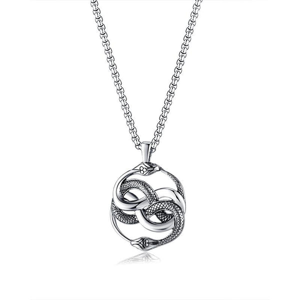 Retro Street Double Snake Entwined Necklace 79480566YM