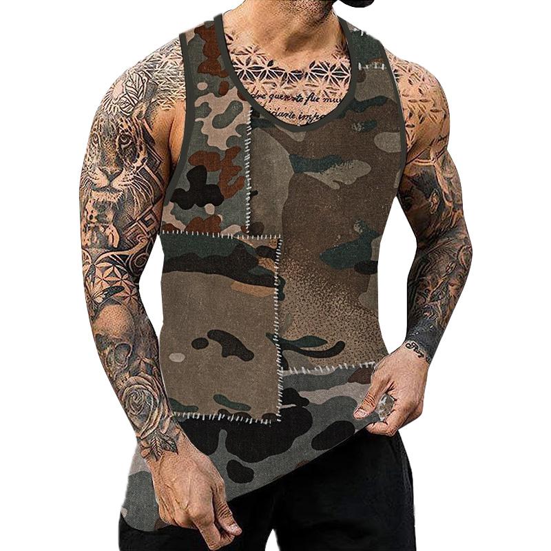 Men's Camouflage Patchwork Muscle Fit Tank 72241364YY