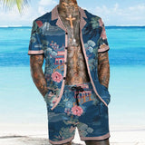 Men's Vintage Hawaiian Short Sleeve Shirt Set 07623898YM