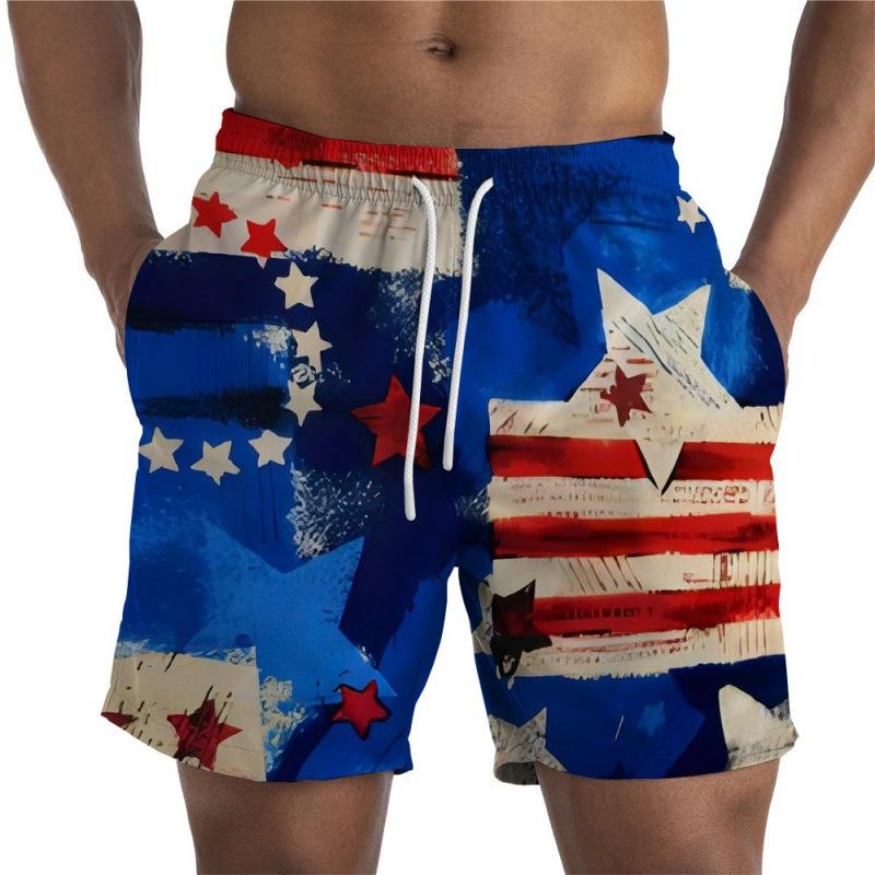 Men's Hawaiian Vacation American Flag Patriotic Print Shorts 93220608L