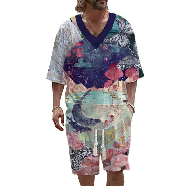 Men's Art Casual Printed Short Sleeve Suit 46997993YY