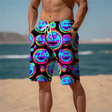 Men's Draw Rope Elastic Waist 3D Printed Casual Beach Shorts 96801986YY