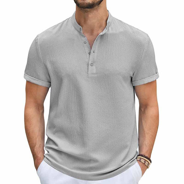 Men's Casual Henley Shirt Collar Short Sleeve Shirts 94497733YY