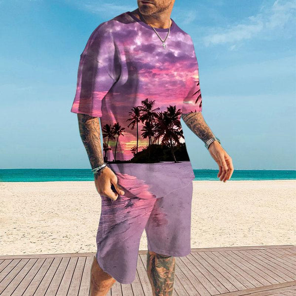 Men's Chasing Sunset Shorts Short-Sleeved T-Shirt Casual Sets 74484813YY