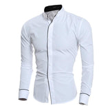 Men's Solid Color Casual Slim Long Sleeve Shirt 84518173L