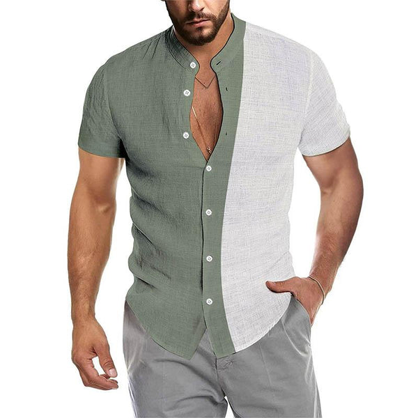 Men's Color Patchwork Short-Sleeve Shirt 51666590YY