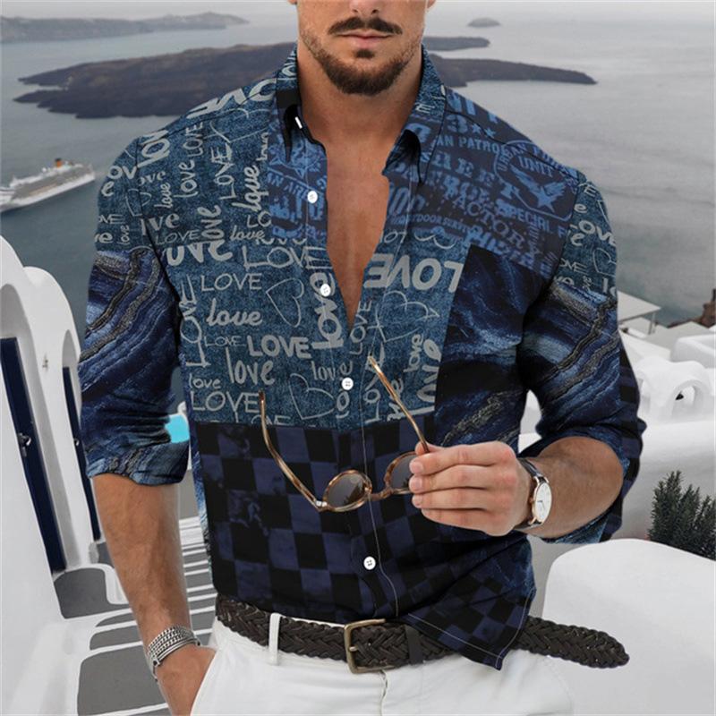 Men's Long Sleeve Printed Shirt 33521107YM