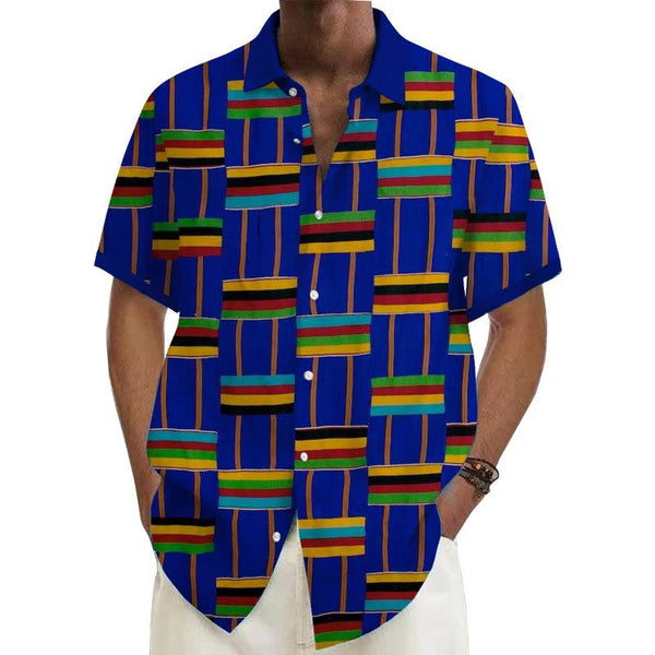 Men's Ramie Classic Plaid Short-Sleeved Shirt 60747986YY