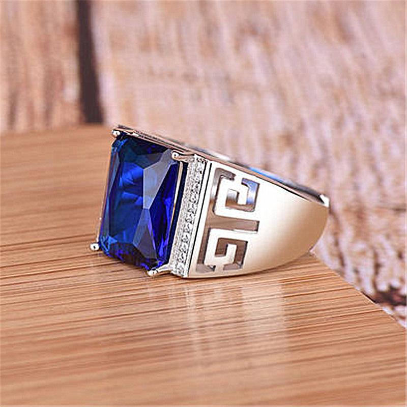 Men's Blue Zirconia Square Diamond Ring 60311207L