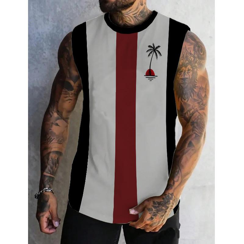 Men's Spring/Summer Printed Regular Fit Crew Neck Vest 99057306YM