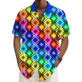 Men's Colorful Cube Printed Short-Sleeved Shirt 85318159YY