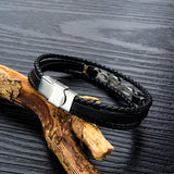 Men's Woven Musical Note Leather Bracelet 41750331YM