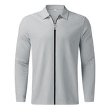 Men's Waffle Zipper Long Sleeve Lapel Jacket 63275356L