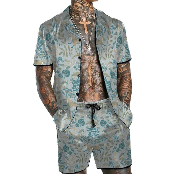 MEN'S SHORT SLEEVE SHIRT BEACH SUIT 13287935YM