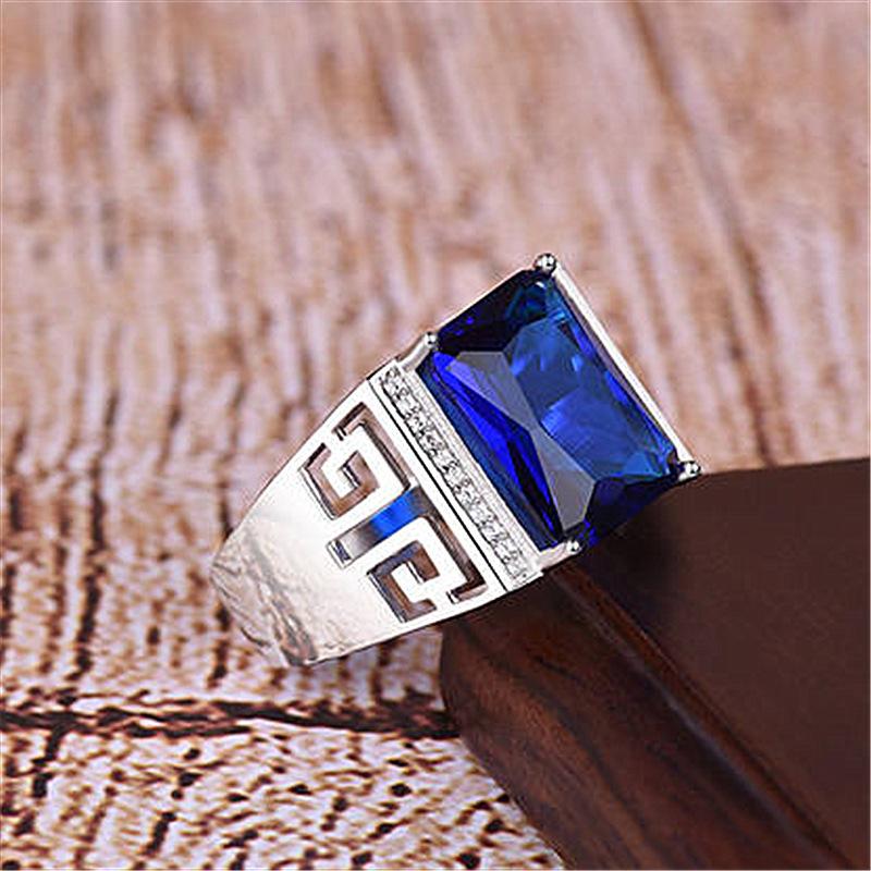 Men's Blue Zirconia Square Diamond Ring 60311207L