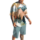 Men's Forest Printed Shorts Short-Sleeved T-Shirt Casual Sets 73063015YY