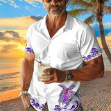 Flower Printed Men's Pocket Short Sleeve Shirt 89404189L