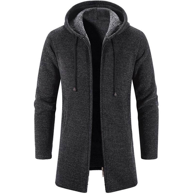 Men's Cardigan Plus Fleece Solid Color All-match Chenille Knitted Cardigan 10776497L