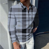 Men's Classic Plaid Zipper Polo Shirt 98714198YY