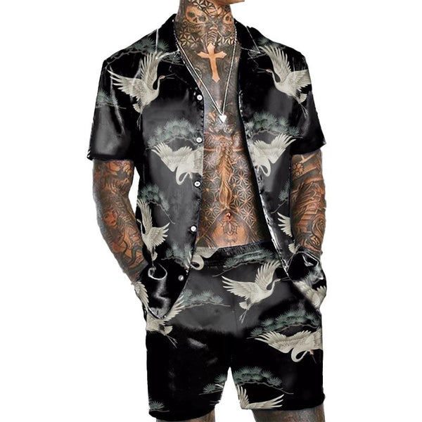 MEN'S HAWAIIAN SHORT SLEEVE SHIRT SHORT SET 25016628YM