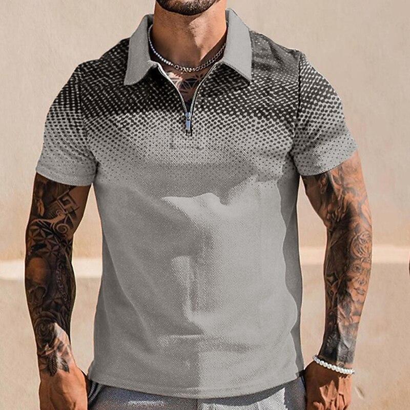 Men's Printed Lapel Short Sleeve Polo Shirt 79008118YM