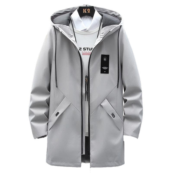 Men's Mid Length Jacket Casual Hooded Coat 52953682YM