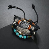 Multi-layered Beaded Leather Bracelet 28744706YM