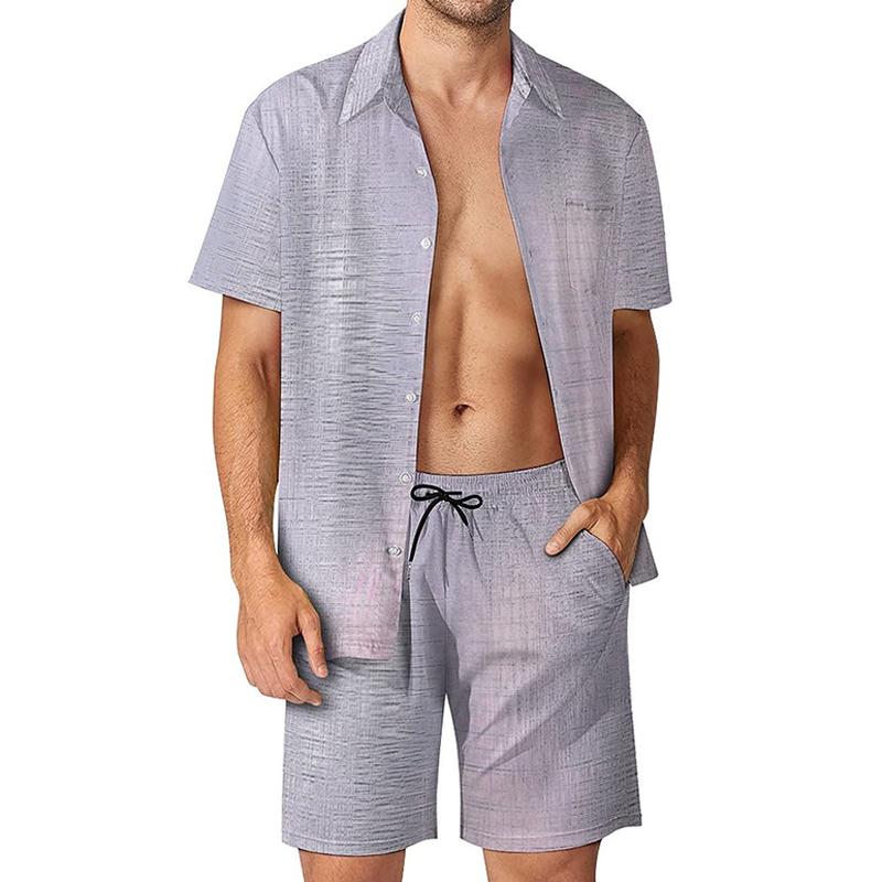 Men's Casual Printed Shirt Shorts Suit 89952465YM