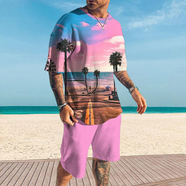 Men's Chasing Sunset Shorts Short-Sleeved T-Shirt Casual Sets 34581271YY