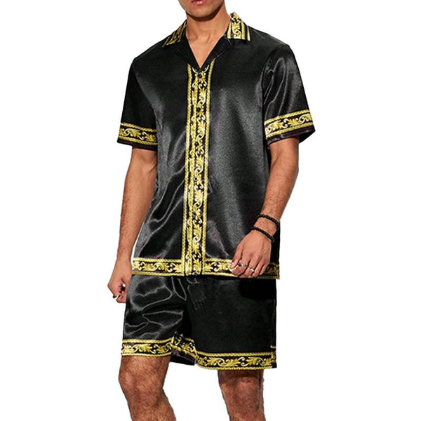 Men's Hawaiian Print Shirt Resort Set 95812514YM