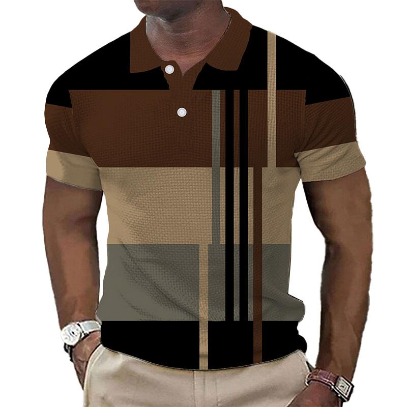 Men's Summer Waffle Casual Short Sleeve POLO Shirt 76341028YM