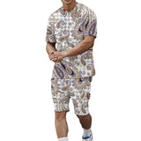 Men's Printed Short Sleeve Shorts Set 59279937YM