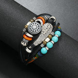 Multi-layered Beaded Leather Bracelet 28744706YM