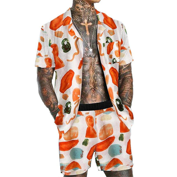 Men's Loose Hawaiian Print Casual Suit 09367827YM