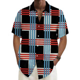 Men's Ramie Classic Plaid Short-Sleeved Shirt 56150694YY