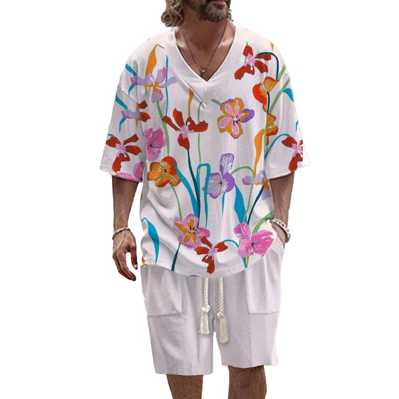 MEN'S ART CASUAL PRINTED SHORT SLEEVE SUIT 91056936YM