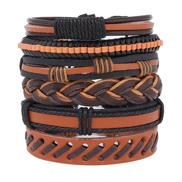 Men's Simple Handwoven Multi-layer Vintage Leather Bracelet 65224065YM