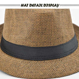 Men's Retro Hollow Curled Gentleman's Straw Hat 72536996YM