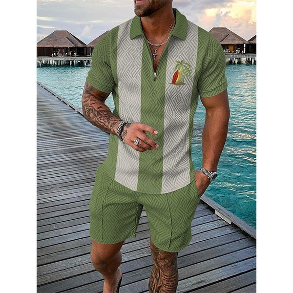 Men's Printed Short Sleeve POLO Suit 64397584YM
