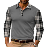 Men's Plaid Long Sleeve Polo Shirt 17771761YM