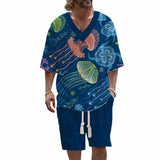 Men's Jellyfish Printed Casual Short Sleeve Suit 89527603YY