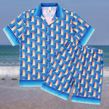 Men's 2 Pice Retro Printed Hawaii Short Sleeve Shirt and Shorts Sets 65692847YY