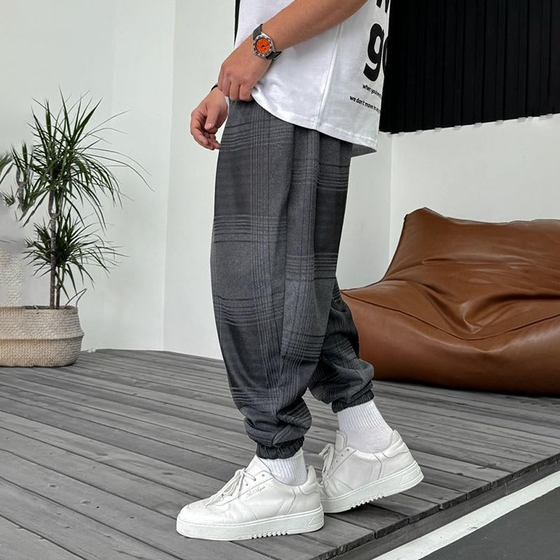 Men's Retro Loose Plaid Jogging pants 58910492YY