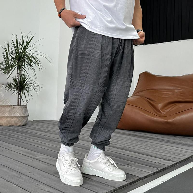 Men's Retro Loose Plaid Jogging pants 58910492YY