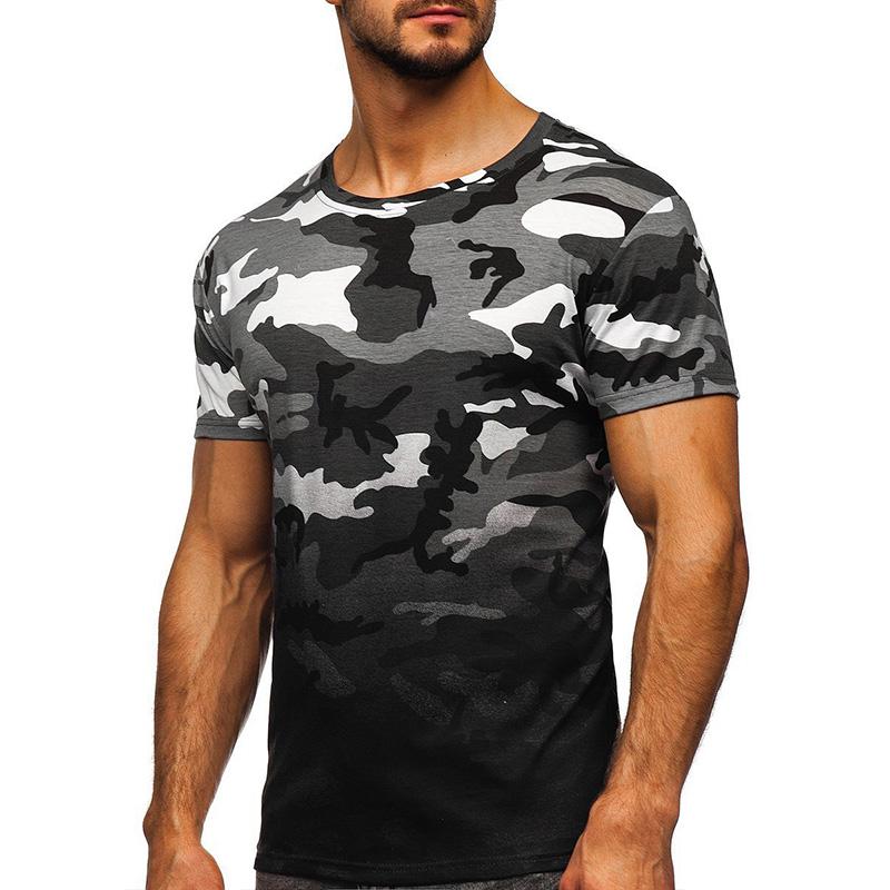 Men's Camouflage Round Neck Short Sleeve T-Shirt 21832744YM